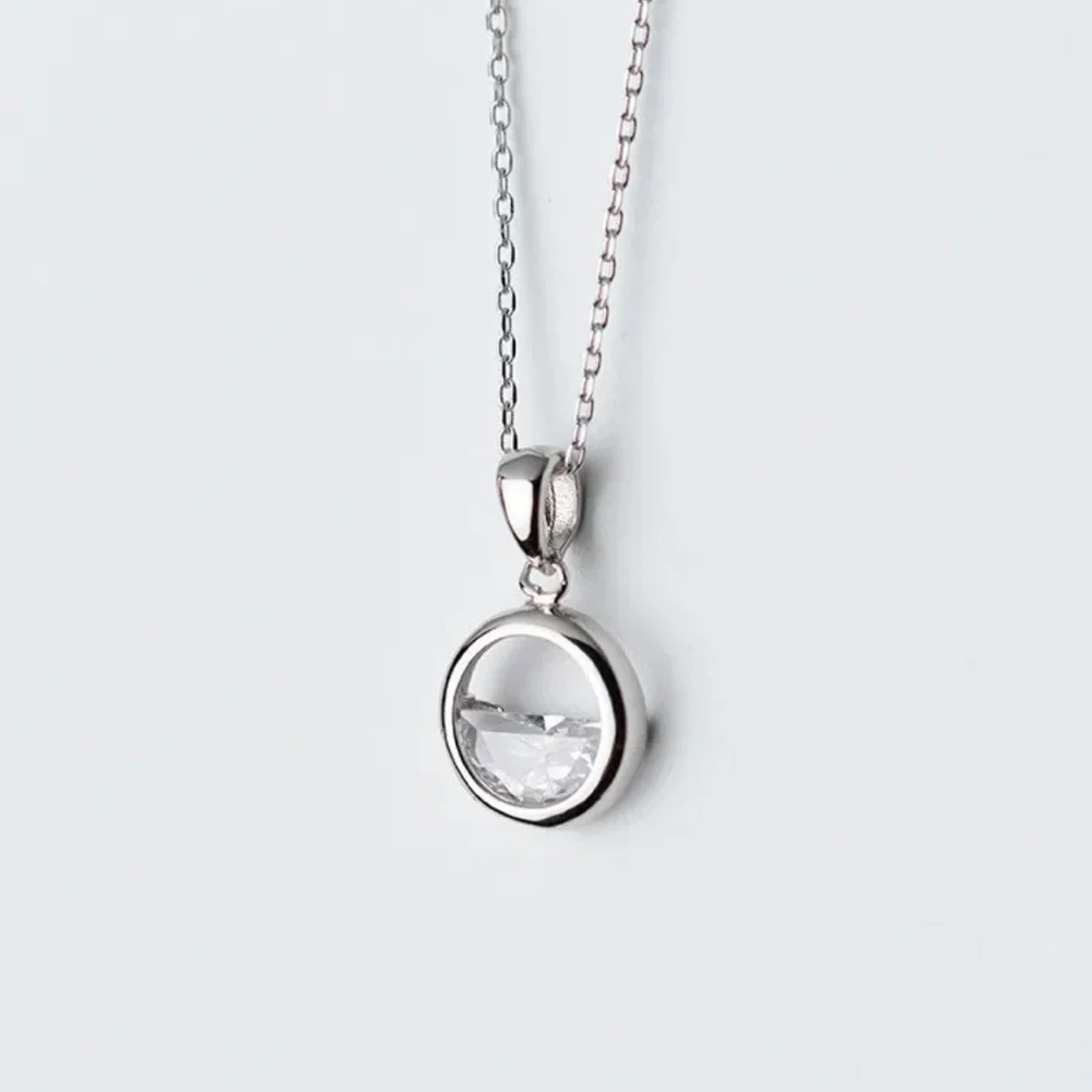 925 Silver Dainty Crystal Necklace - Picture 3 of 5